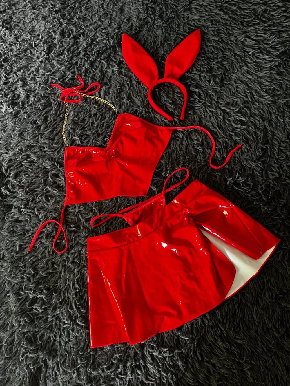 Latex Bunny Halloween Costume Skirt Set